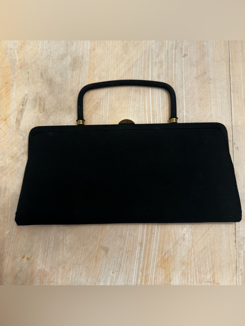 Vintage Mod 1950- 1960s Bobbie Jerome Black Top-Handle Evening Clutch